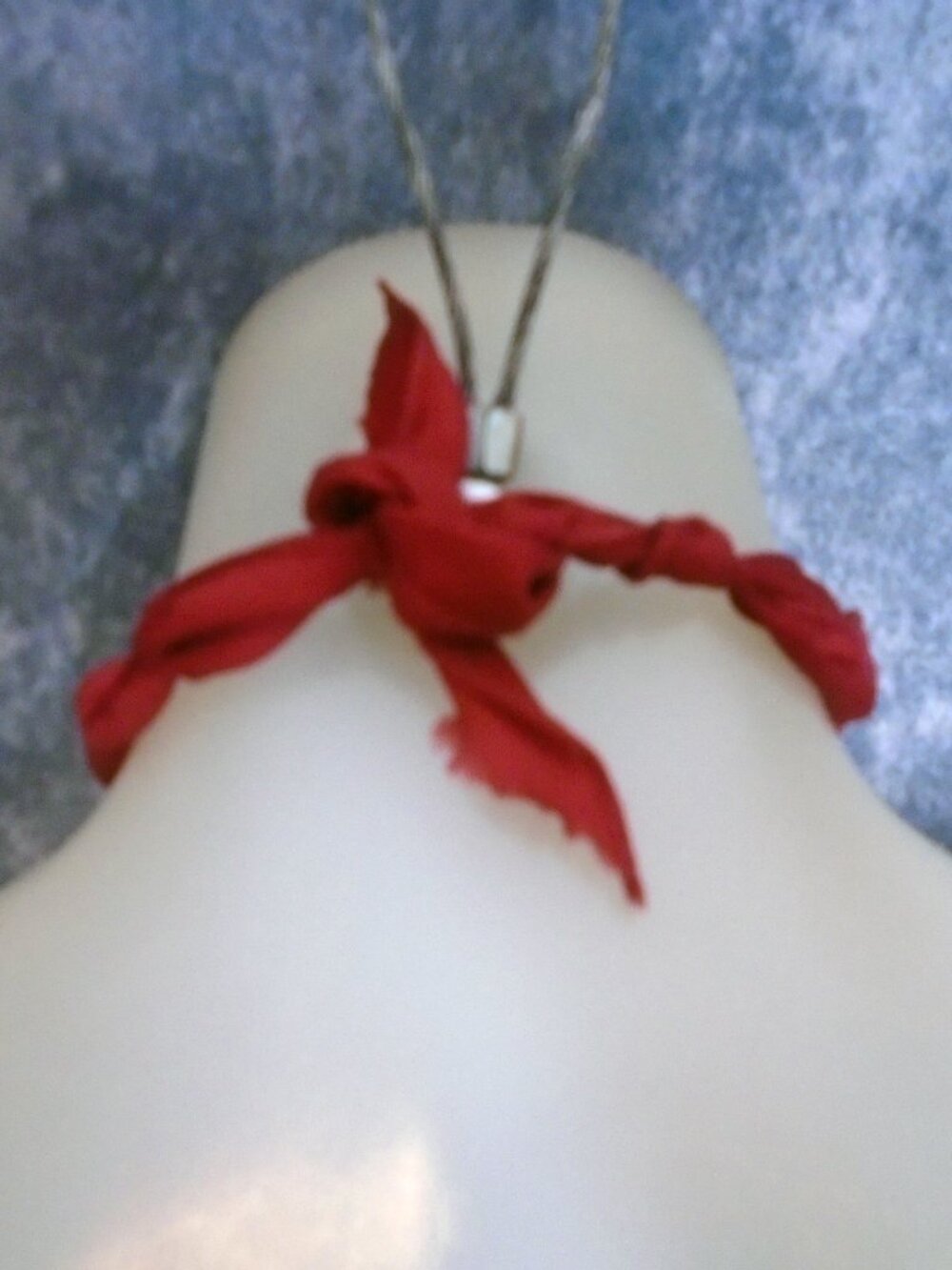 Scarf Choker Necklace with Vintage Glass Cabochon is OOAK - Picture 4 of 9